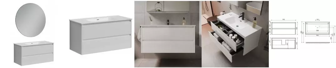 Мебель для ванной подвесная «Sancos» Libra 100 белая глянцевая