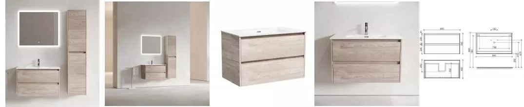 Мебель для ванной подвесная «Sancos» Libra 90 дуб галифакс натуральный