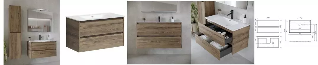 Мебель для ванной подвесная «Sancos» Libra 90 дуб чарльстон