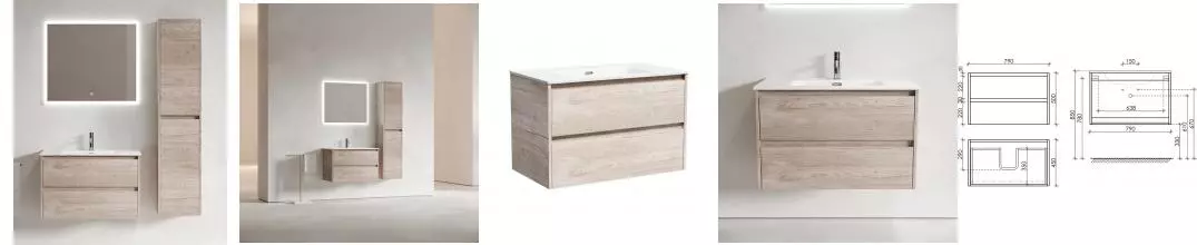 Мебель для ванной подвесная «Sancos» Libra 80 дуб галифакс натуральный