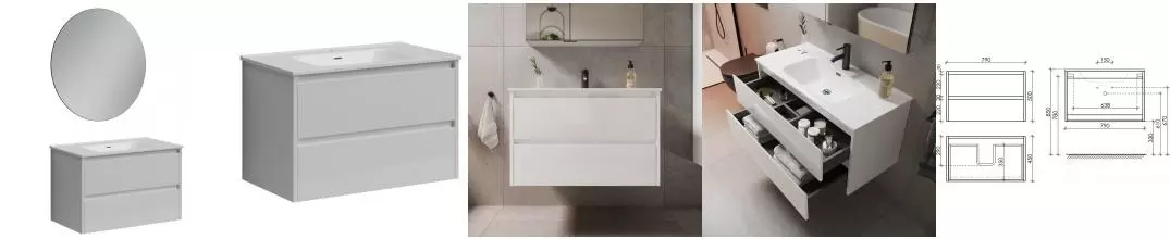 Мебель для ванной подвесная «Sancos» Libra 80 белая глянцевая