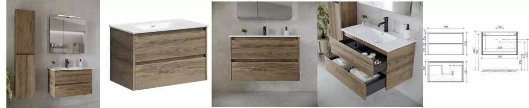 Мебель для ванной подвесная «Sancos» Libra 80 дуб чарльстон