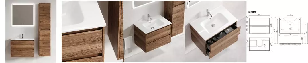 Мебель для ванной подвесная «Sancos» Libra 70 дуб чарльстон