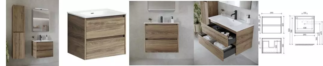 Мебель для ванной подвесная «Sancos» Libra 60 дуб чарльстон