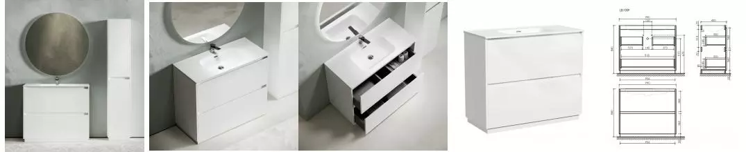 Мебель для ванной «Sancos» Libra Floor 100 белый глянец