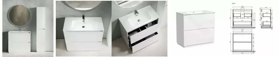 Мебель для ванной «Sancos» Libra Floor 90 белый глянец