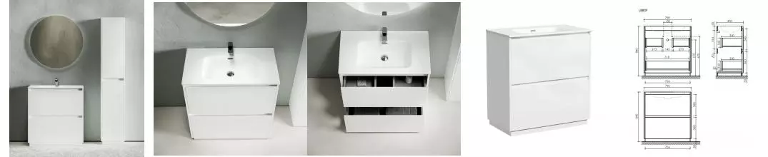 Мебель для ванной «Sancos» Libra Floor 80 белый глянец