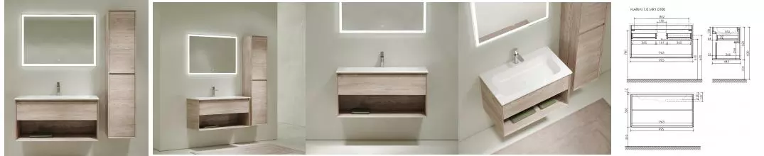 Мебель для ванной подвесная «Sancos» Marmi 1.0 100 дуб галифакс натуральный