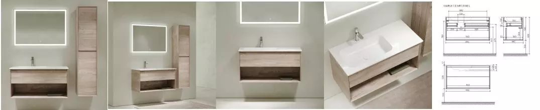 Мебель для ванной подвесная «Sancos» Marmi 1.0 100 дуб галифакс натуральный левая/правая