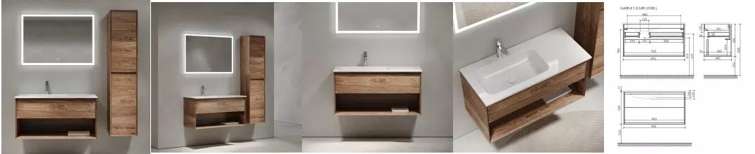 Мебель для ванной подвесная «Sancos» Marmi 1.0 100 дуб чарльстон левая/правая