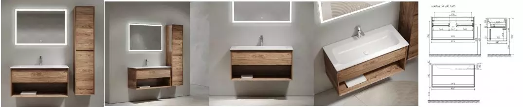 Мебель для ванной подвесная «Sancos» Marmi 1.0 100 дуб чарльстон