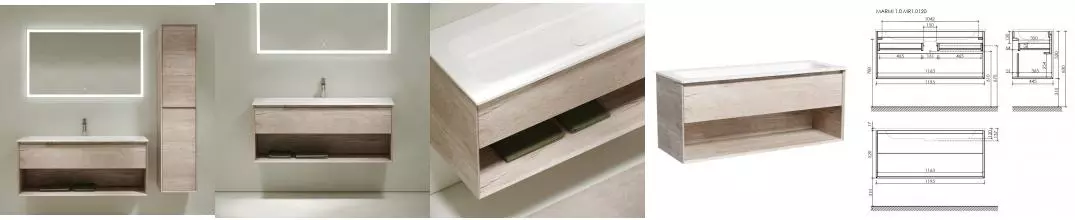 Мебель для ванной подвесная «Sancos» Marmi 1.0 120 дуб галифакс натуральный