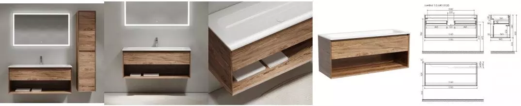 Мебель для ванной подвесная «Sancos» Marmi 1.0 120 дуб чарльстон