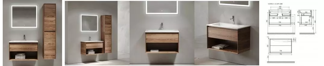 Мебель для ванной подвесная «Sancos» Marmi 1.0 80 дуб чарльстон