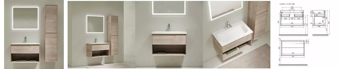 Мебель для ванной подвесная «Sancos» Marmi 1.0 80 дуб галифакс натуральный