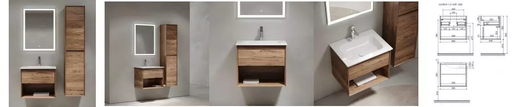 Мебель для ванной подвесная «Sancos» Marmi 1.0 60 дуб чарльстон