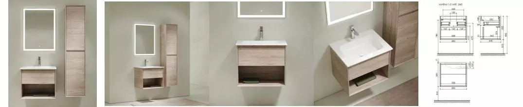 Мебель для ванной подвесная «Sancos» Marmi 1.0 60 дуб галифакс натуральный