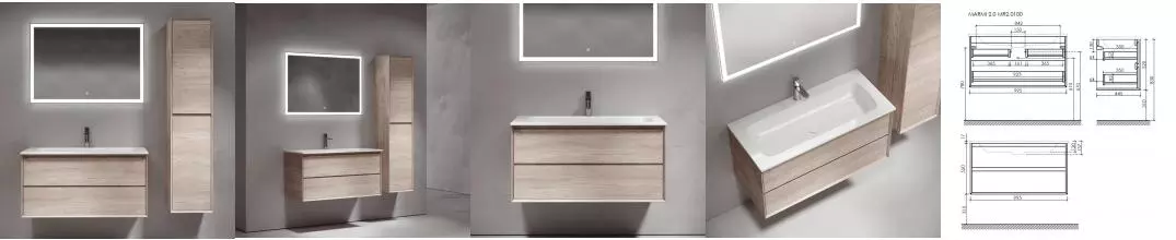 Мебель для ванной подвесная «Sancos» Marmi 2.0 100 дуб галифакс натуральный