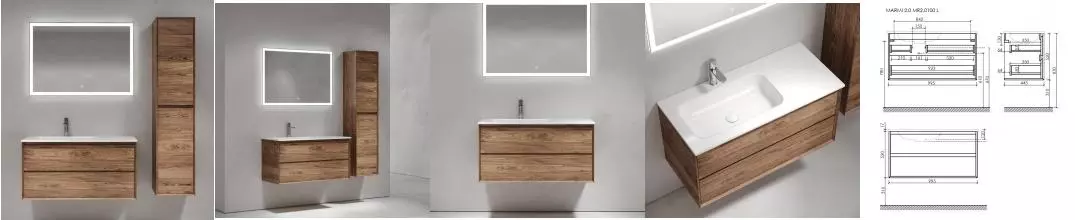 Мебель для ванной подвесная «Sancos» Marmi 2.0 100 дуб чарльстон левая/правая