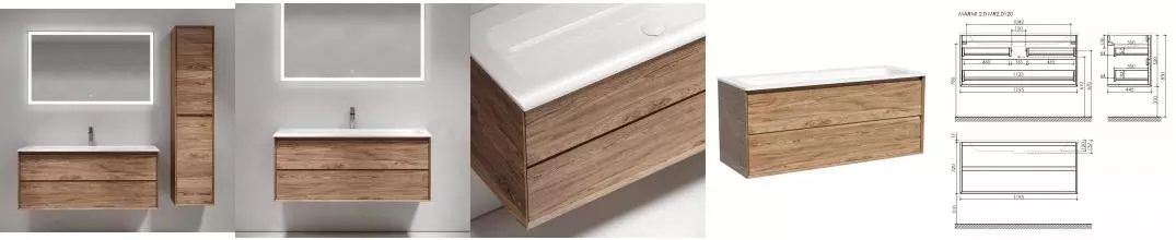 Мебель для ванной подвесная «Sancos» Marmi 2.0 120 дуб чарльстон