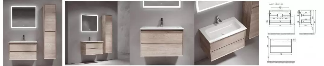 Мебель для ванной подвесная «Sancos» Marmi 2.0 80 дуб галифакс натуральный