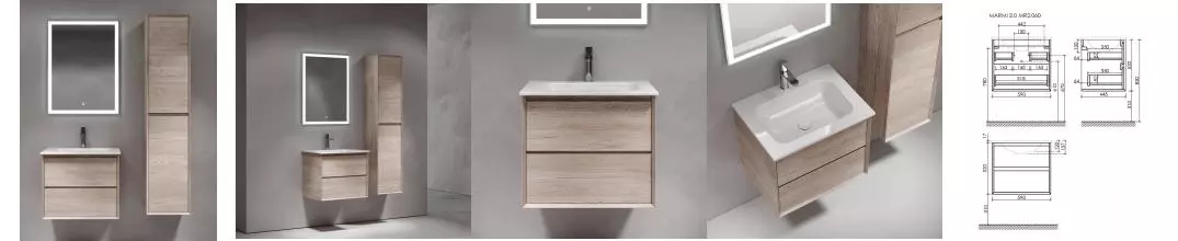 Мебель для ванной подвесная «Sancos» Marmi 2.0 60 дуб галифакс натуральный