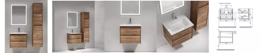 Мебель для ванной подвесная «Sancos» Marmi 2.0 60 дуб чарльстон