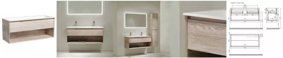 Тумба с раковиной «Sancos» Marmi 1.0 120 (Element 121/46-2) подвесная дуб галифакс натуральный