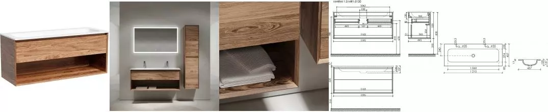 Тумба с раковиной «Sancos» Marmi 1.0 120 (Element 121/46-2) подвесная дуб чарльстон