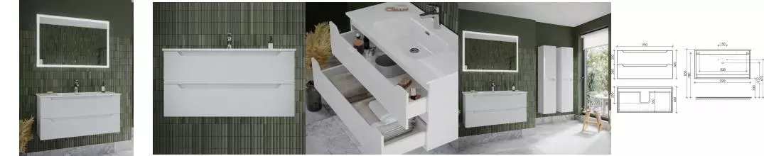 Мебель для ванной подвесная «Sancos» Norma 2.0 100 белая глянцевая