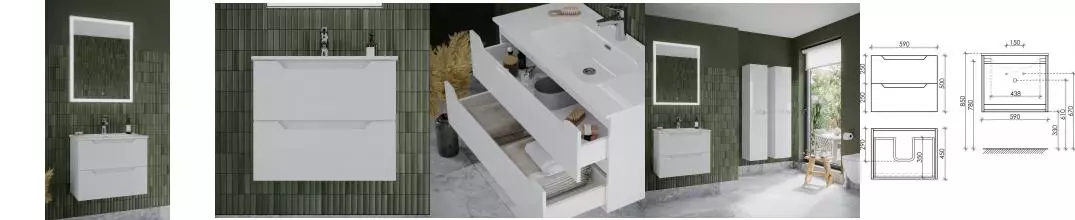 Мебель для ванной подвесная «Sancos» Norma 2.0 60 белая глянцевая Мебель для ванной подвесная «Sancos» Norma 2.0 60 белая глянцевая