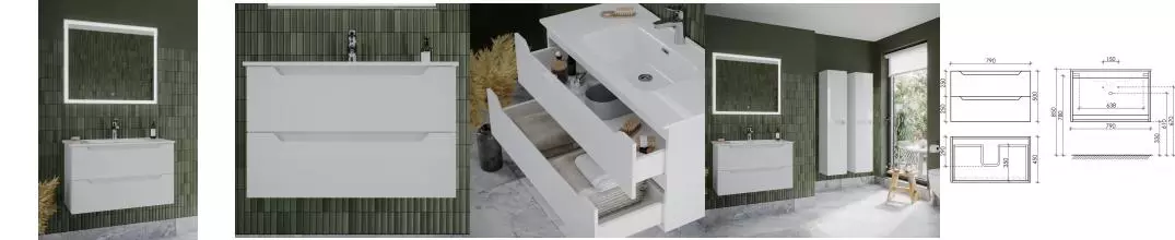 Мебель для ванной подвесная «Sancos» Norma 2.0 80 белая глянцевая Мебель для ванной подвесная «Sancos» Norma 2.0 80 белая глянцевая