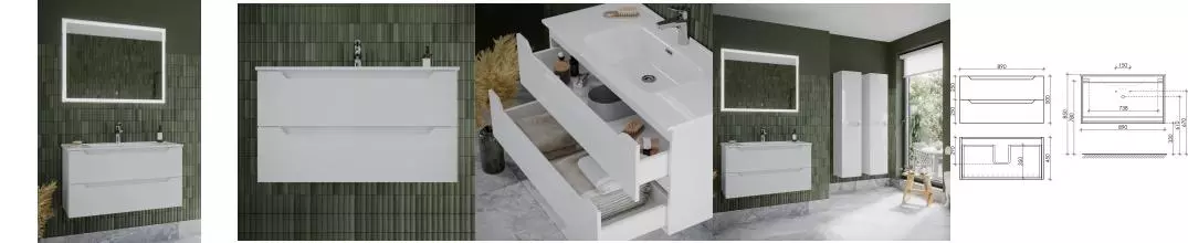 Мебель для ванной подвесная «Sancos» Norma 2.0 90 белая глянцевая