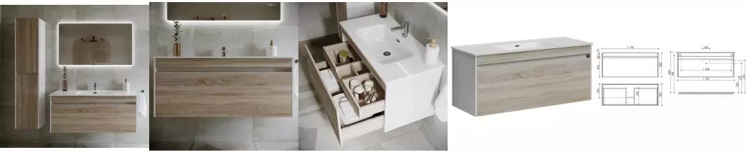 Мебель для ванной подвесная «Sancos» Smart 120 дуб бардолино/белая