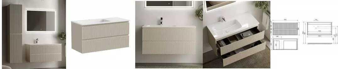 Мебель для ванной подвесная «Sancos» Snob R 100 Beige Soft левая/правая