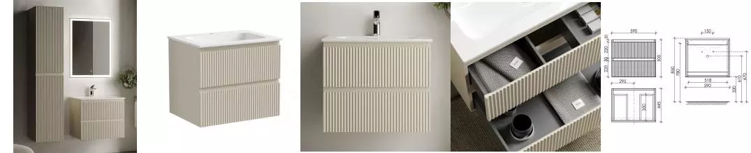 Мебель для ванной подвесная «Sancos» Snob R 60 Beige Soft