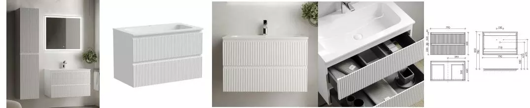 Мебель для ванной подвесная «Sancos» Snob R 80 Bianco