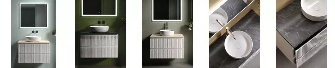 Мебель для ванной подвесная «Sancos» Snob R 80 со столешницей Bianco