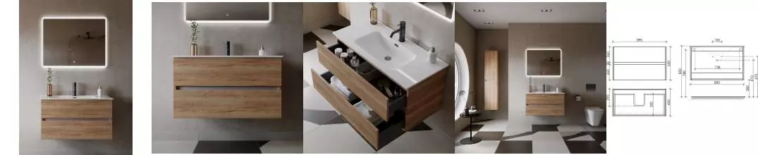 Мебель для ванной подвесная «Sancos» Urban 90 дуб галифакс натуральный