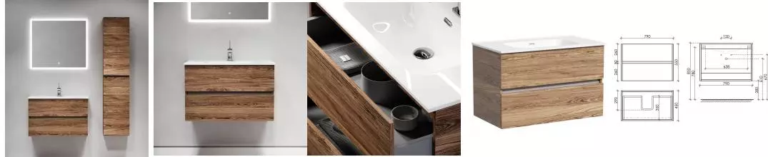 Мебель для ванной подвесная «Sancos» Urban 80 дуб чарльстон