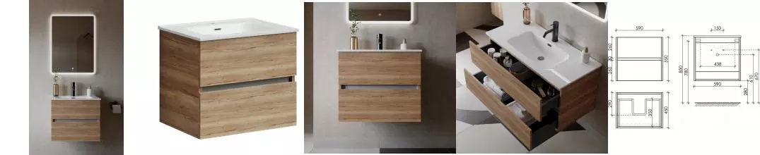 Мебель для ванной подвесная «Sancos» Urban 60 дуб галифакс натуральный