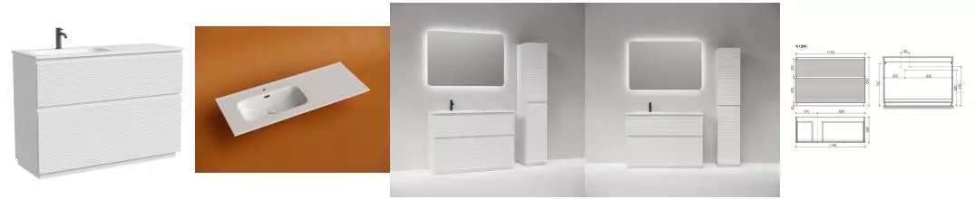 Тумба с раковиной «Sancos» Folk Floor 120 (Element CN7006L 121/47) белая матовая левая