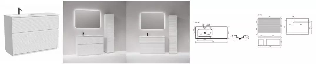 Тумба с раковиной «Sancos» Folk Floor 120 (Grace CN7020 121/46) белая матовая левая