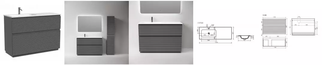 Тумба с раковиной «Sancos» Folk Floor 120 (Grace CN7020 121/46) grey soft левая