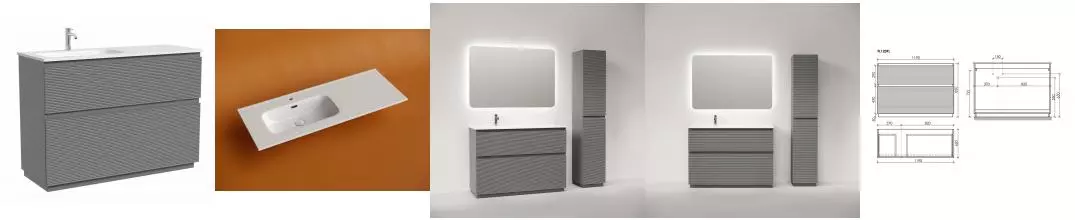 Тумба с раковиной «Sancos» Folk Floor 120 (Element CN7006L 121/47) ergraut soft левая