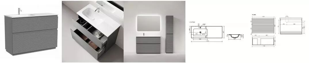 Тумба с раковиной «Sancos» Folk Floor 120 (Grace CN7020 121/46) ergraut soft левая