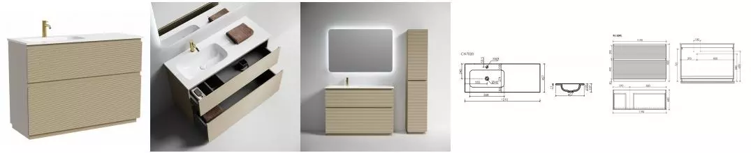 Тумба с раковиной «Sancos» Folk Floor 120 (Grace CN7020 121/46) капучино левая