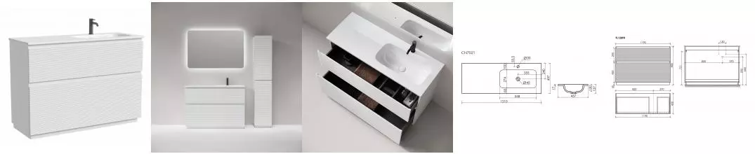 Тумба с раковиной «Sancos» Folk Floor 120 (Grace CN7021 121/46) белая матовая правая