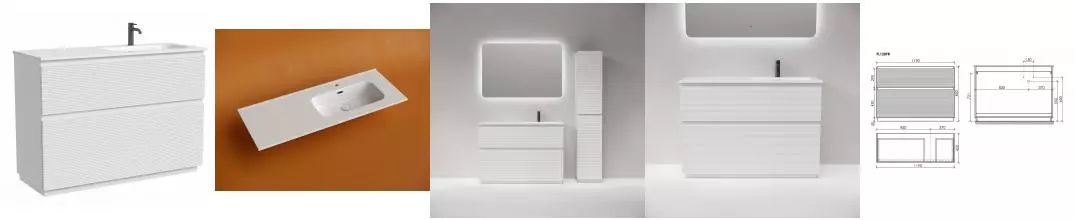 Тумба с раковиной «Sancos» Folk Floor 120 (Element CN7006R 121/47) белая матовая правая