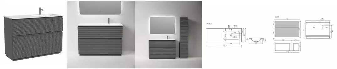 Тумба с раковиной «Sancos» Folk Floor 120 (Grace CN7021 121/46) grey soft правая